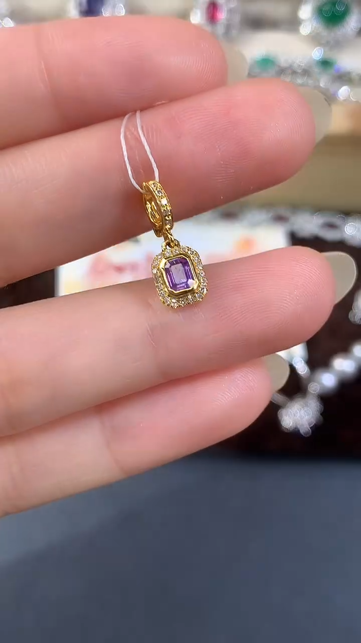 吊坠(不含链)彩色蓝宝石18K金镶嵌慕*?D372|1800