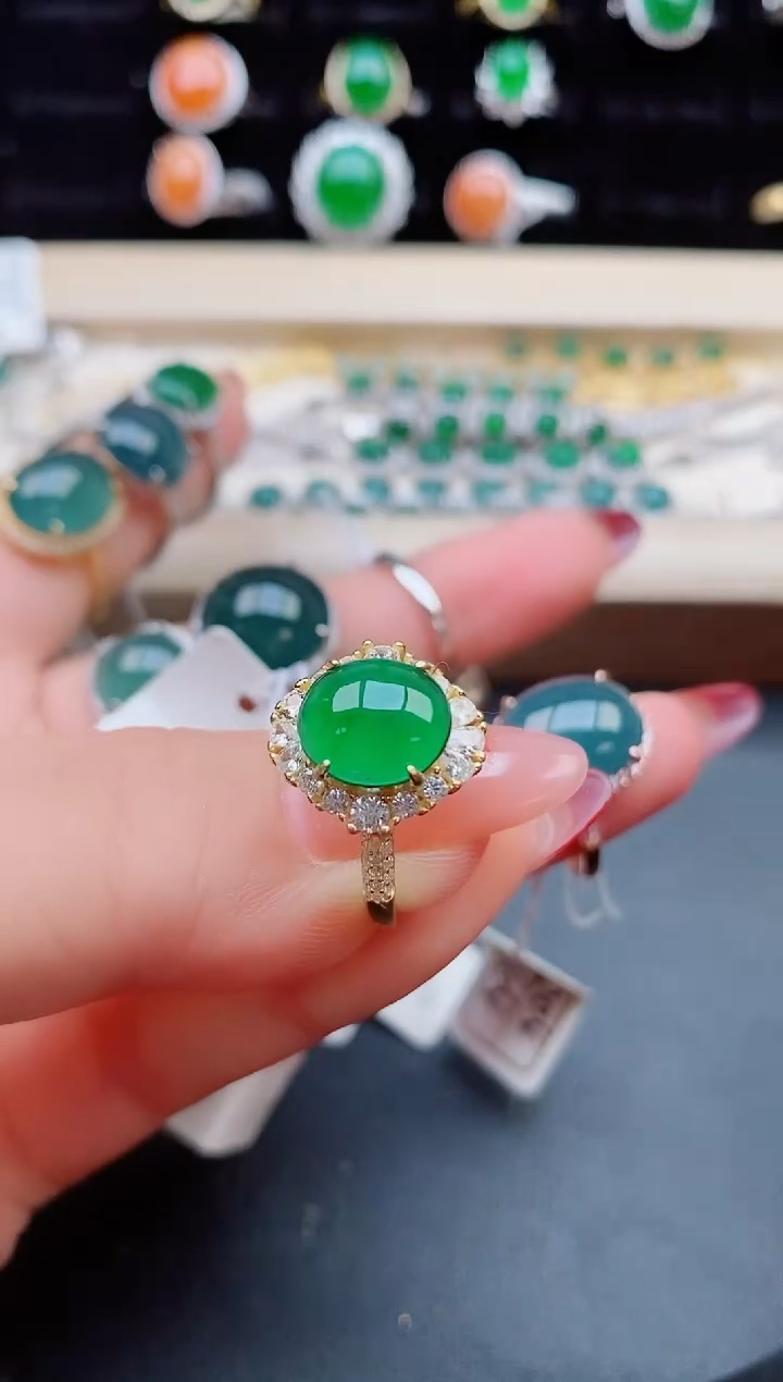 【闪购商品】翡翠戒指银S925镶嵌085/80