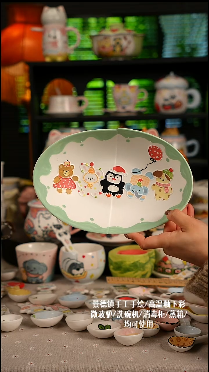 陶瓷无盖款景德镇高温釉下彩纯手绘创意瓷