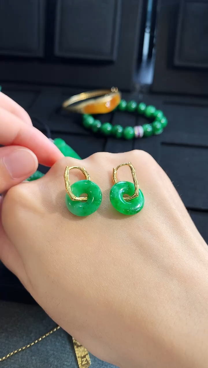 【闪购商品】翡翠耳饰银S925镶嵌耳饰