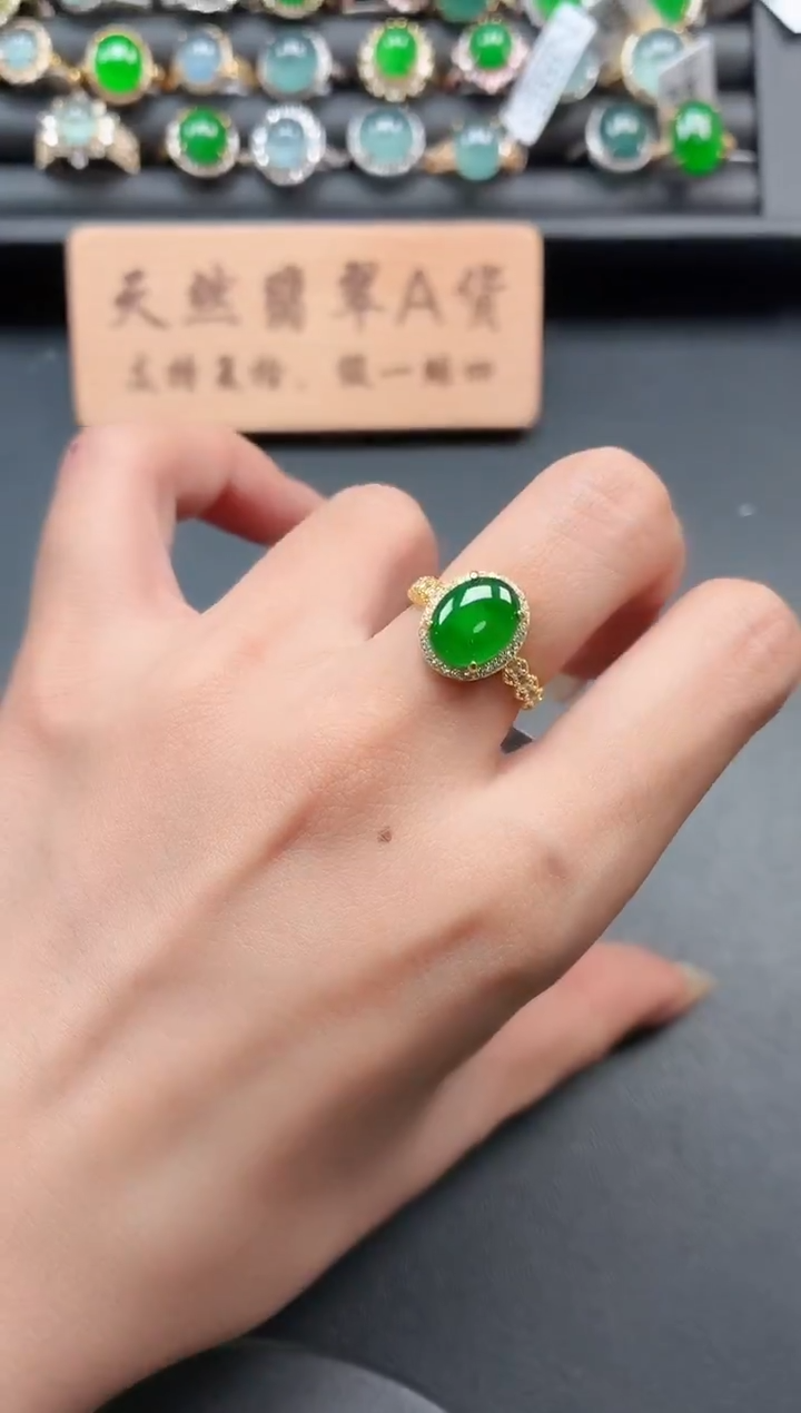 银S925镶嵌戒指翡翠11