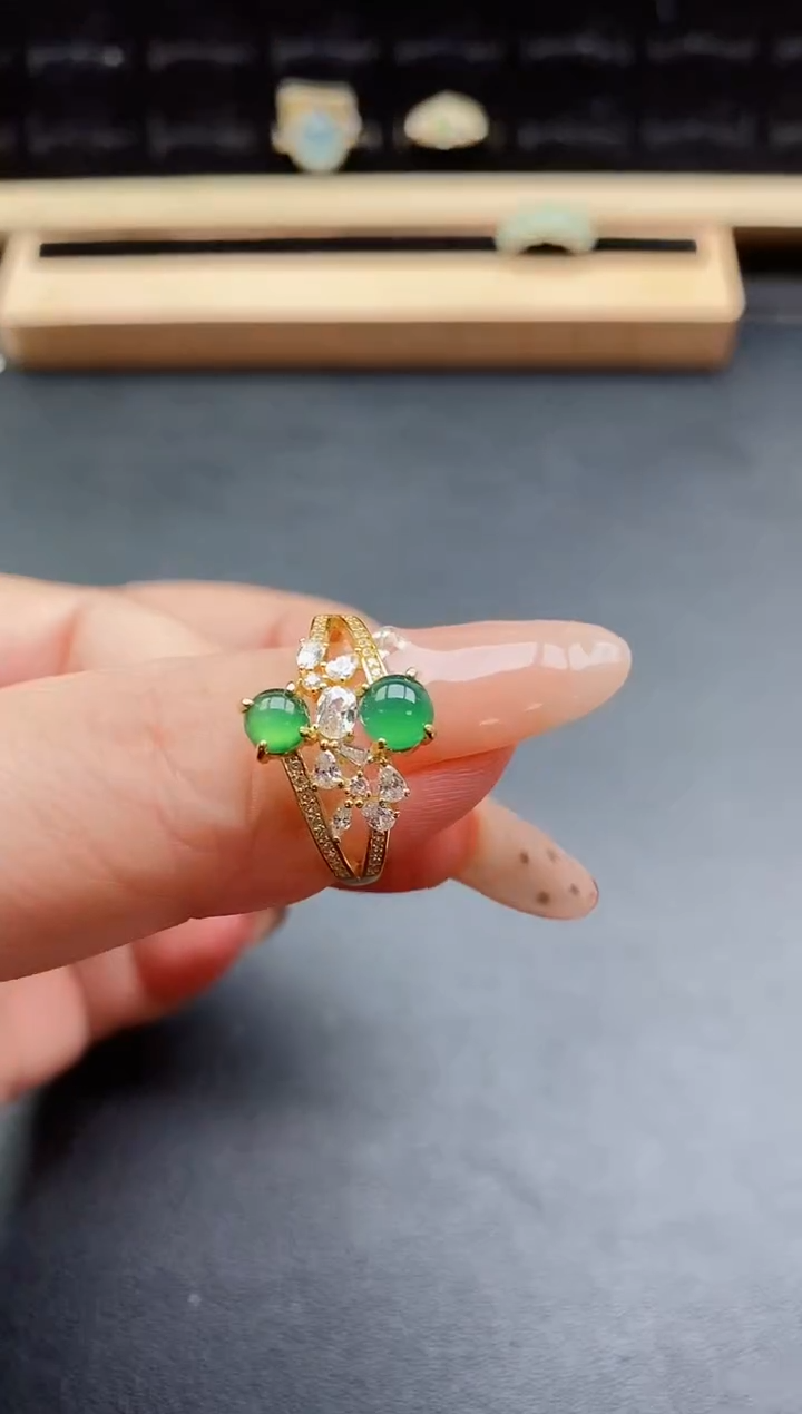 银S925镶嵌戒指翡翠1