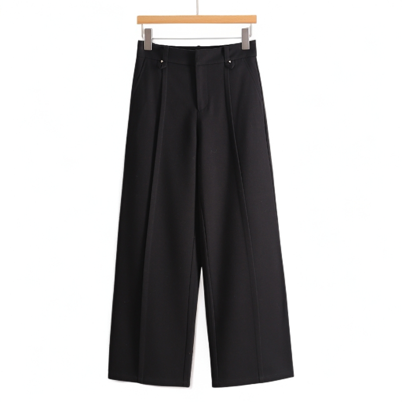 F8083-【左】通勤时尚高腰纯色直筒休闲裤#WZE58K007