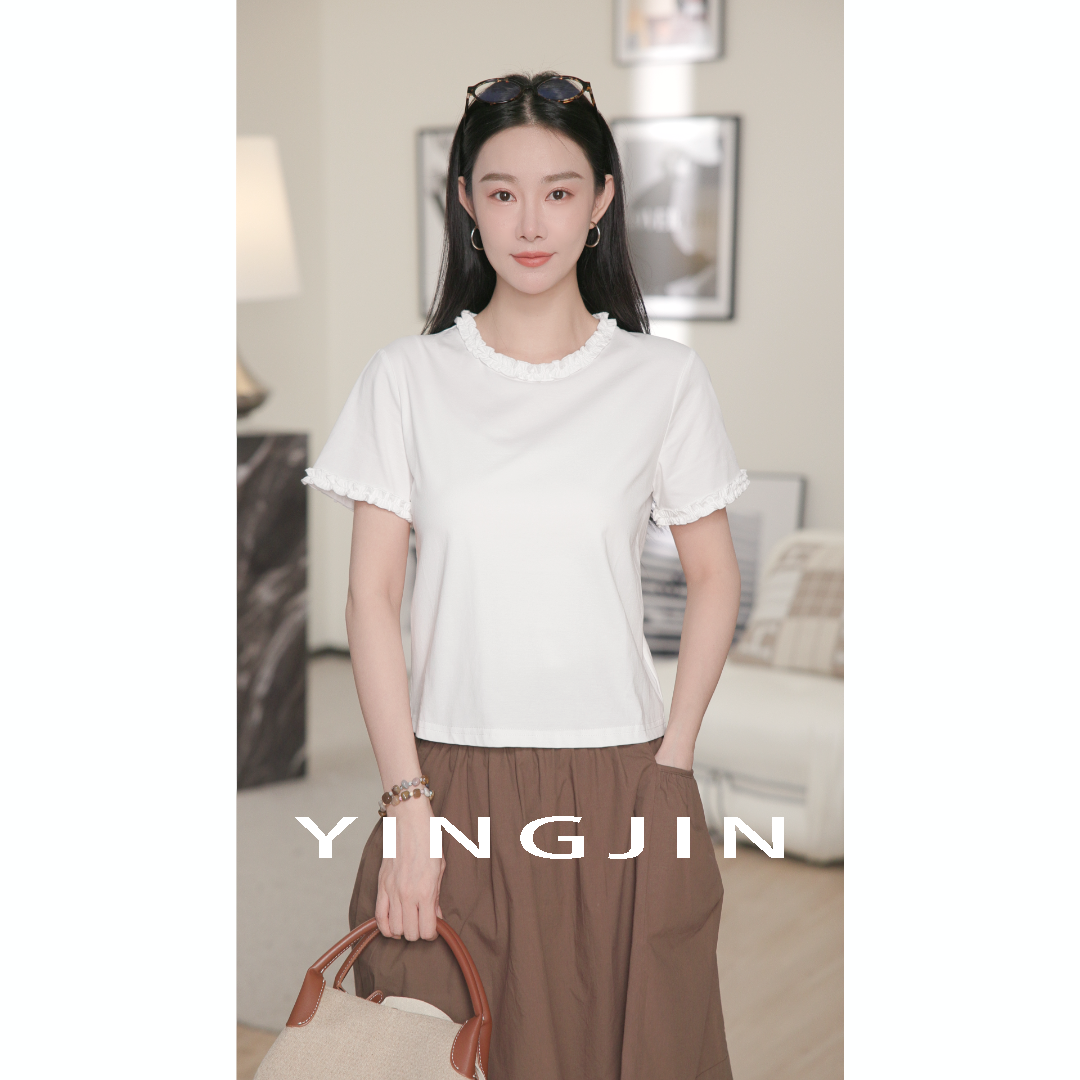 【YINGJIN】木耳边小T恤-FW0735C