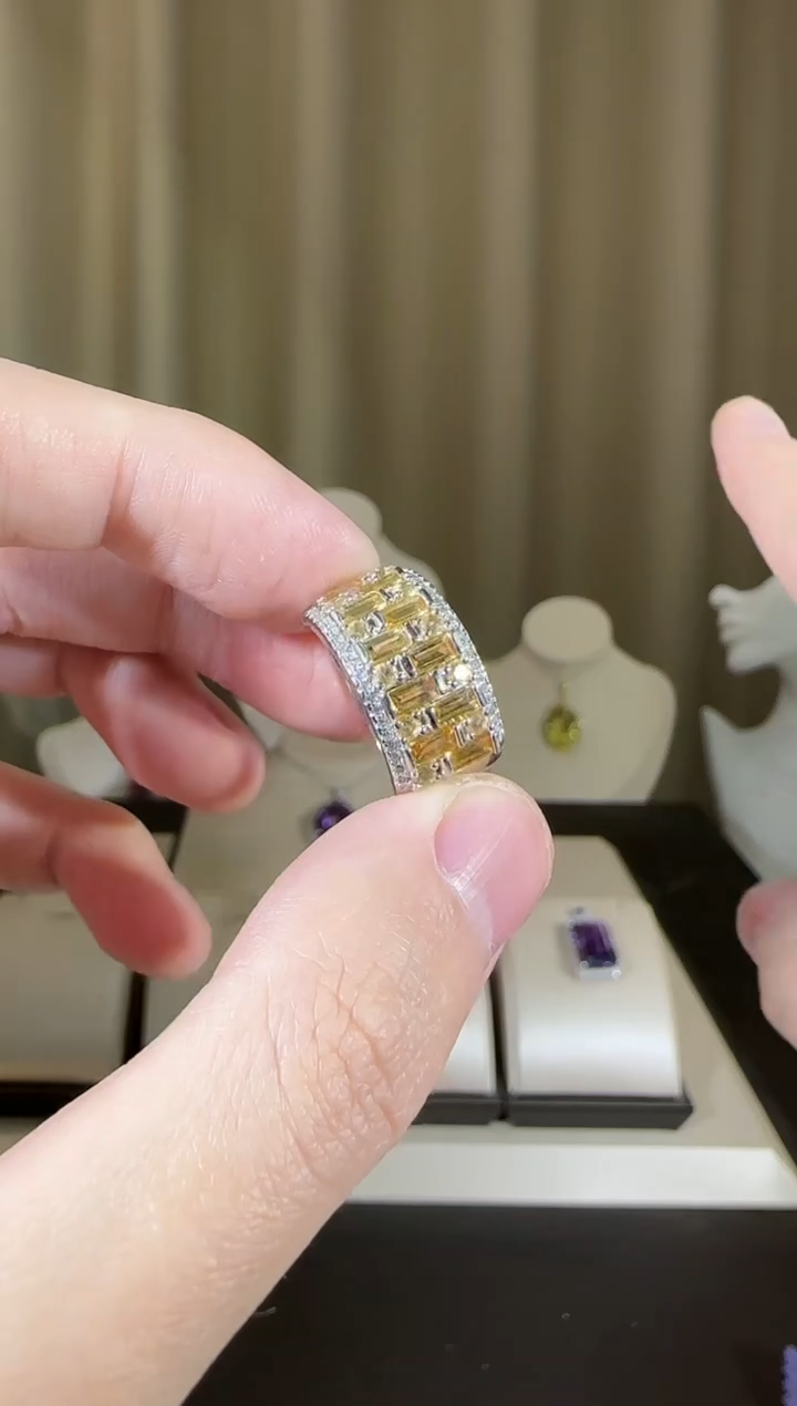 【闪购商品】黄晶戒指银S925镶嵌设计款