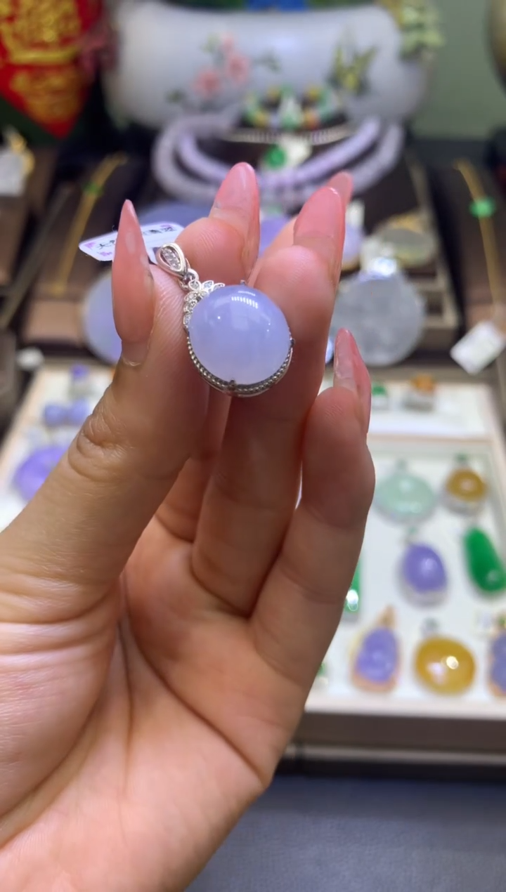 【闪购商品】翡翠银S925镶嵌颈饰银s925镶嵌翡翠吊坠