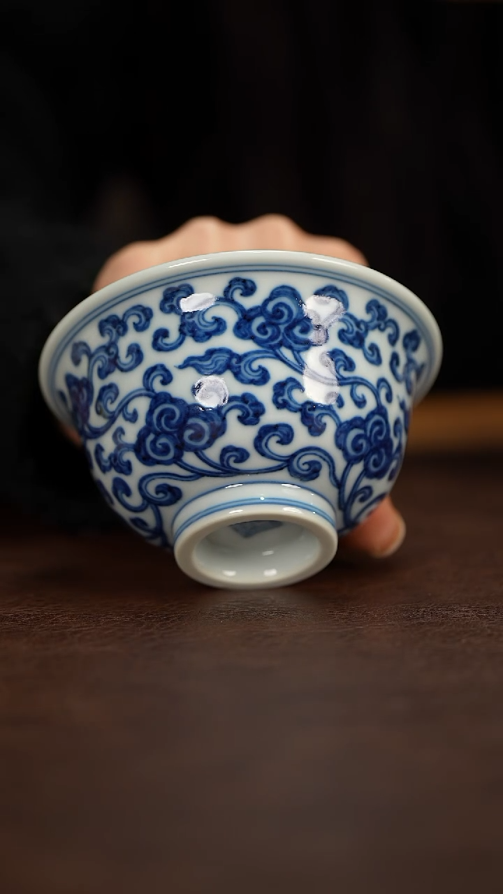 【闪购商品】博瑞堂青花缠枝灵芝压手杯