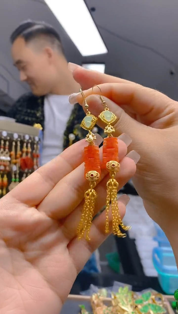 【闪购商品】翡翠耳饰合金202翡翠耳钩