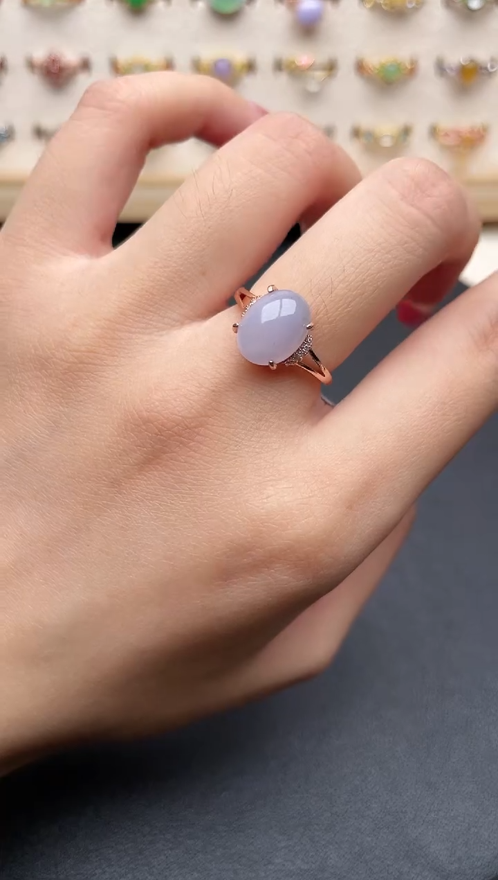 【闪购商品】翡翠戒指银S925镶嵌一物一证一礼盒