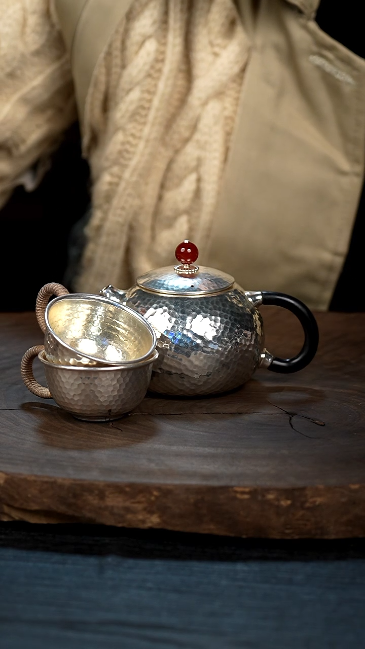 【闪购商品】手工西施银壶+配2个银杯