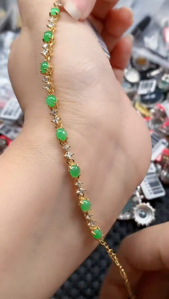 银S925镶嵌戒指翡翠天然A货缅甸翡翠