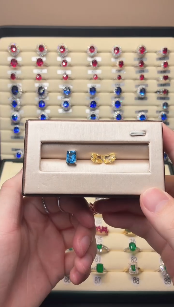 耳饰蓝宝石银S925镶嵌00000