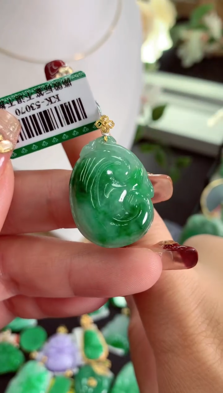 【闪购商品】翡翠吊坠(不含链)18K金镶嵌挂件