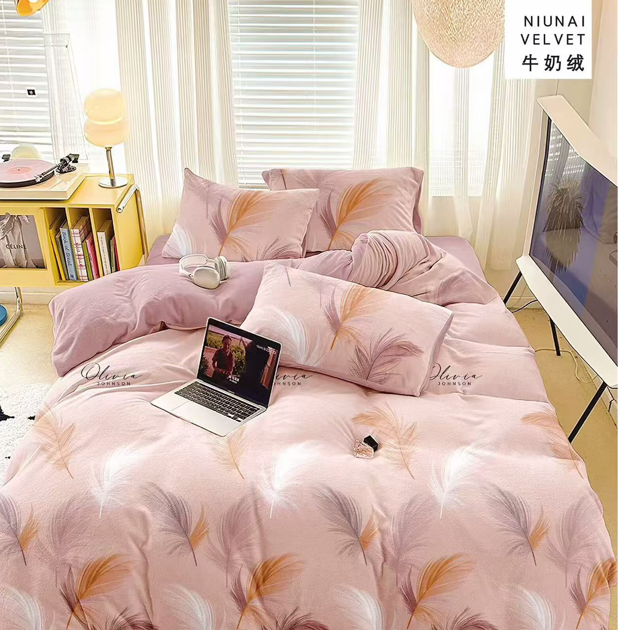 【AA面＊双面花型】牛奶绒四件套加厚高克重冬天保暖（以直播间为准）