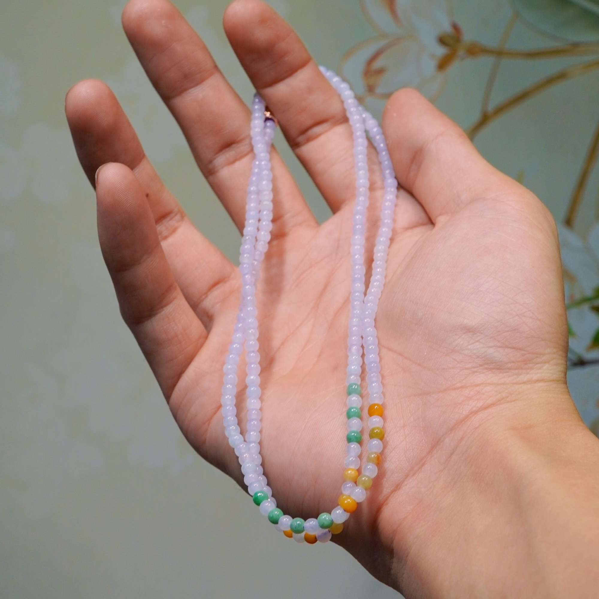 天然翡翠多彩圆珠项链时尚百搭尺寸多样（多样性发货）