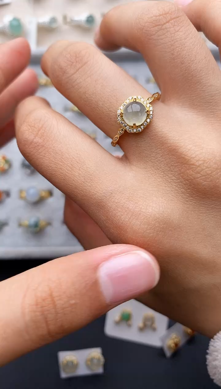 【闪购商品】翡翠戒指银S925镶嵌缅甸翡翠