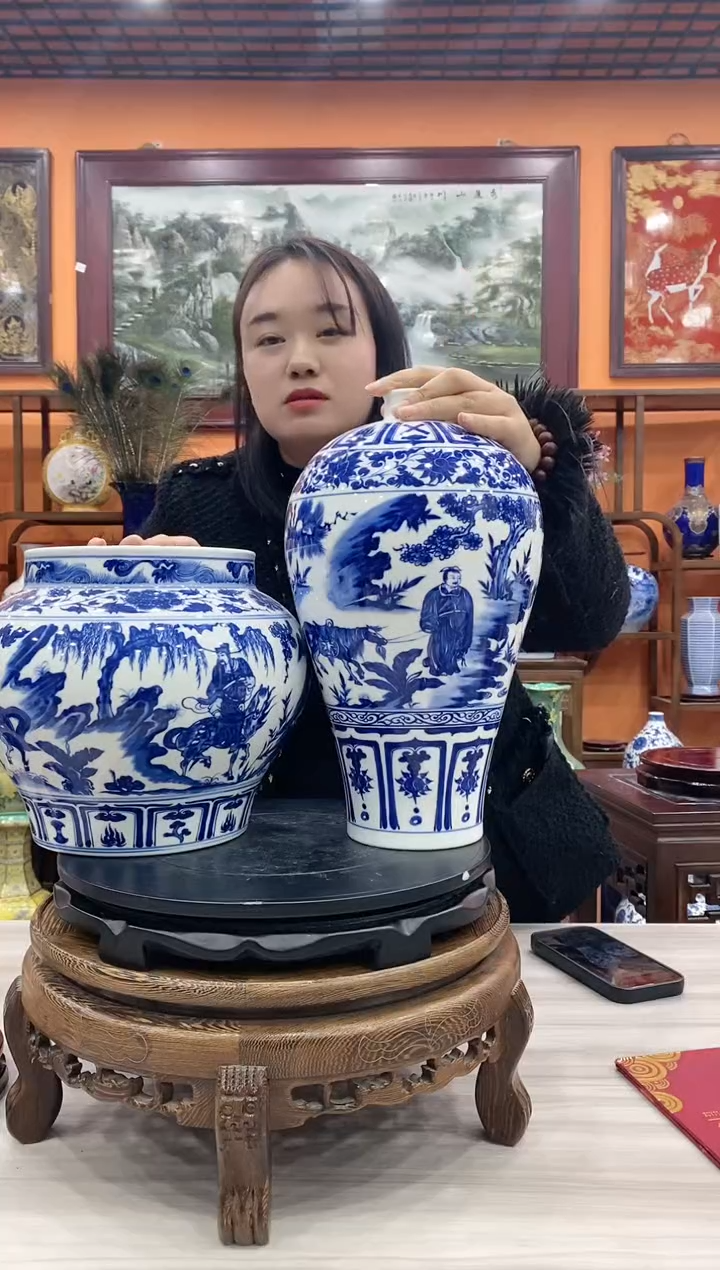 【闪购商品】瓶萧何月下追韩信鬼谷子青花双绝+旋转底座