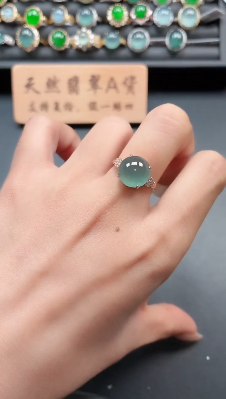 银S925镶嵌戒指翡翠11