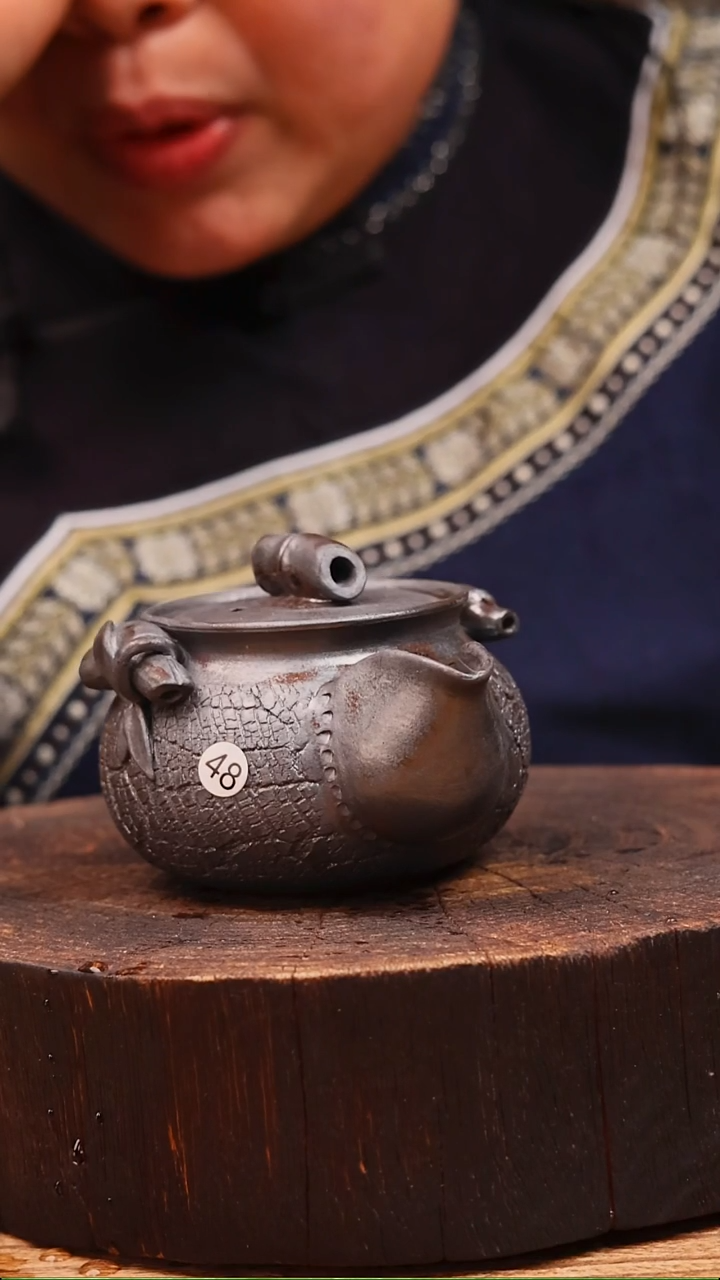 牙舟陶冗平窑柴烧原矿爆裂紋宝瓶48