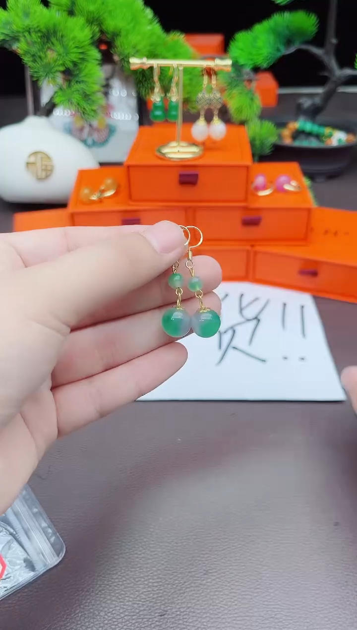 【闪购商品】玛瑙/玉髓耳钉银S925镶嵌309000