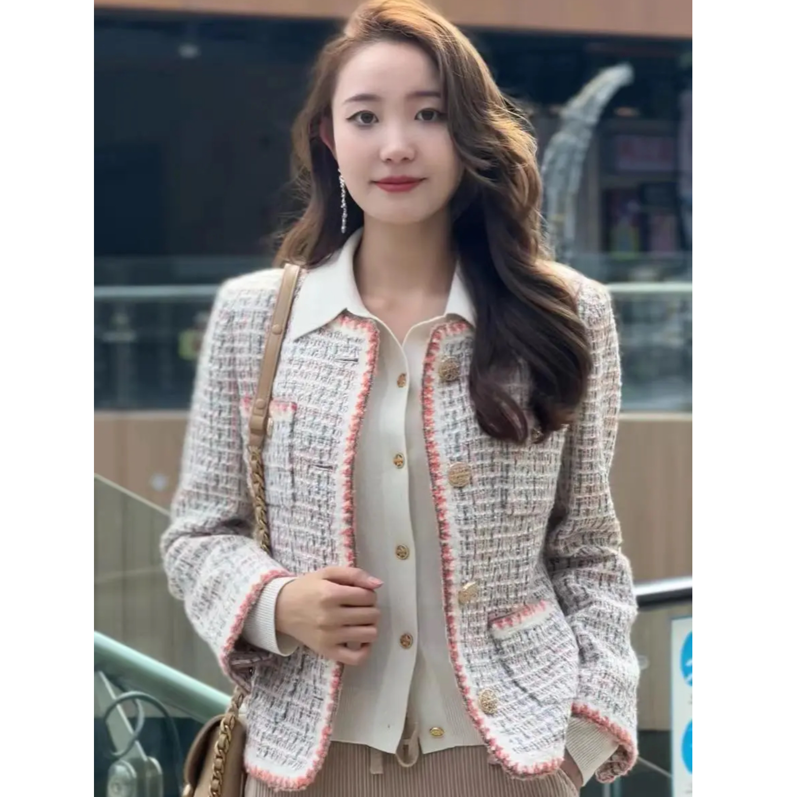 GIRDEAR/哥弟秋冬时髦显瘦气质轻奢百搭花呢小香风外套1400042