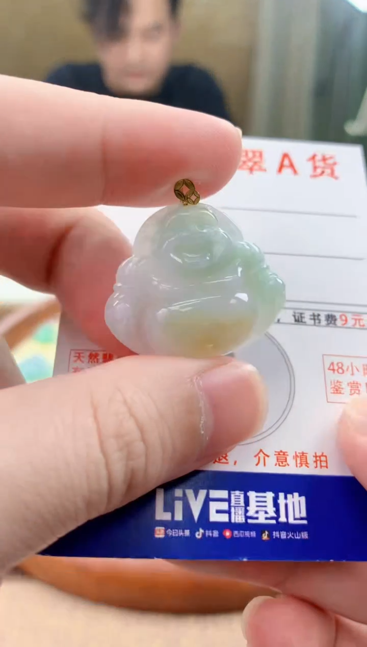 颈饰18K金镶嵌翡翠天然A货翡翠挂件