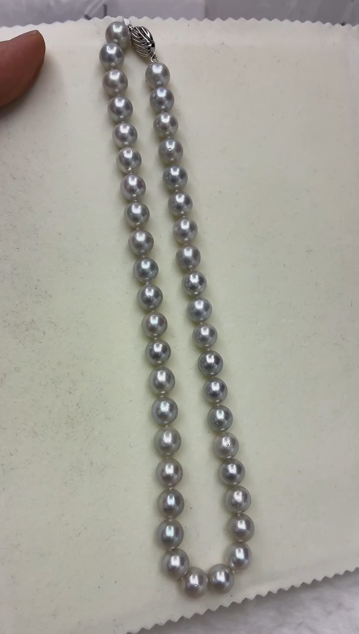 未镶嵌DA海水珍珠灰珠串链9-10 y922