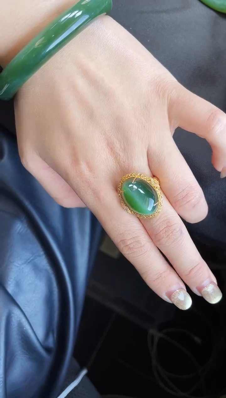 【闪购商品】和田玉戒指18K金镶嵌多样性发一