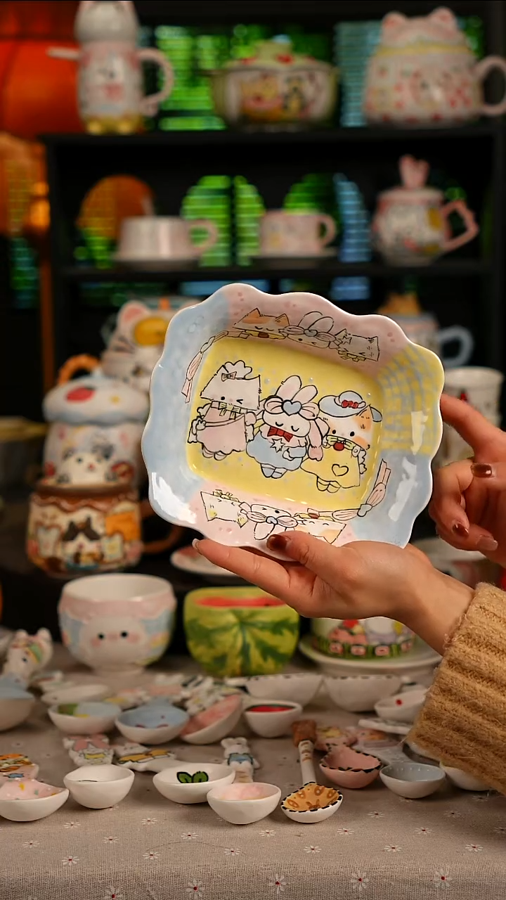 陶瓷无盖款景德镇高温釉下彩纯手绘创意瓷 