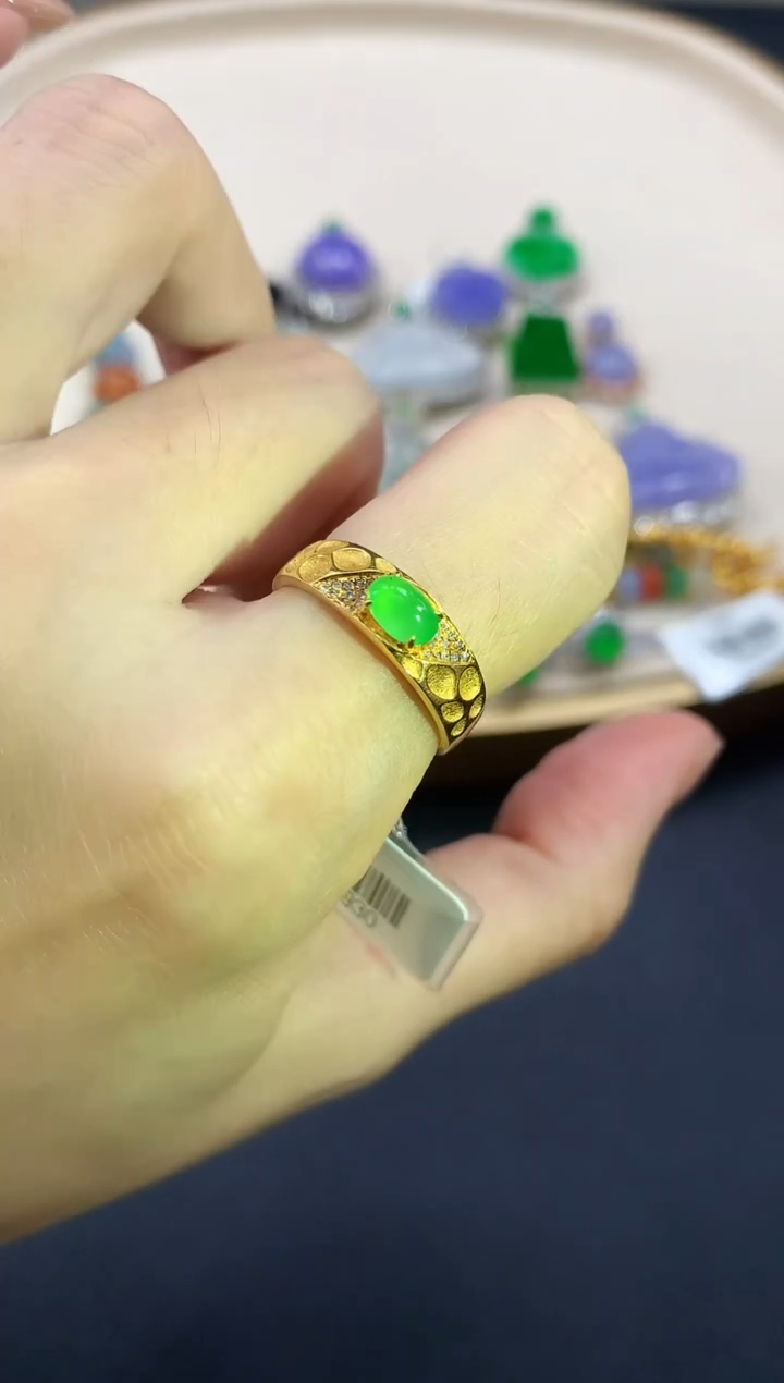 翡翠戒指18K金镶嵌|3500