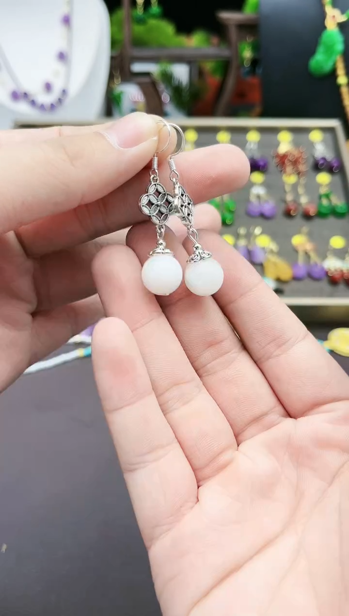 【闪购商品】和田玉耳饰银S925镶嵌332000