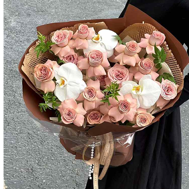 【拿铁咖啡】卡布奇诺蝴蝶兰花束