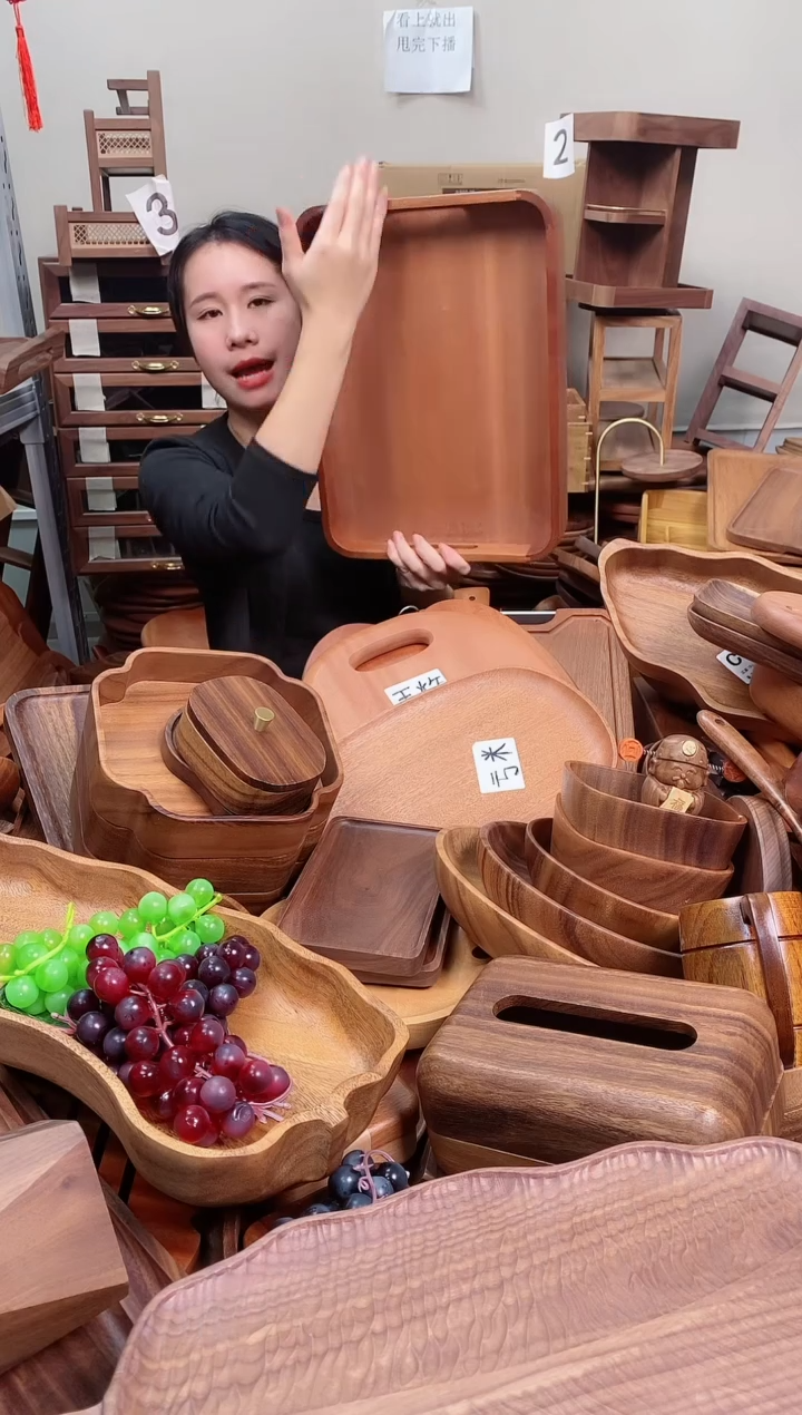 木 乌檀木圆角托盘36*26*5cm 