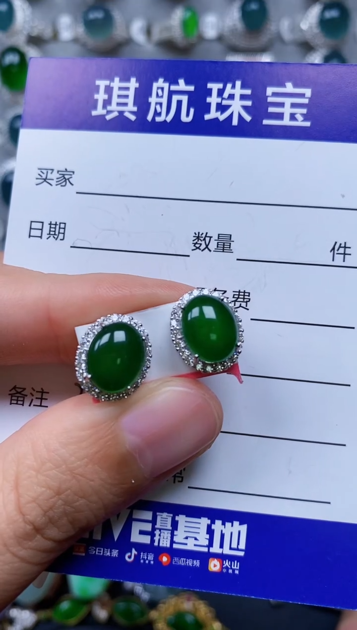 【闪购商品】翡翠耳饰银S925镶嵌0213