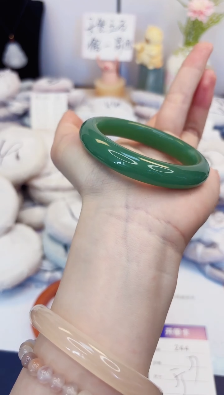 【闪购商品】石英质玉手镯未镶嵌244-东陵玉-圈口55