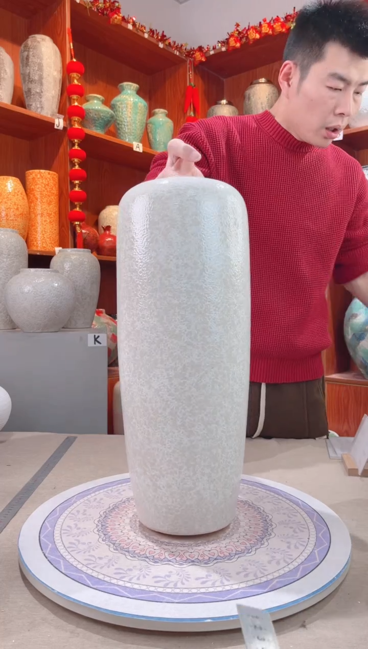 【闪购商品】瓶茶白50cm落地 陶瓷花瓶 无花 