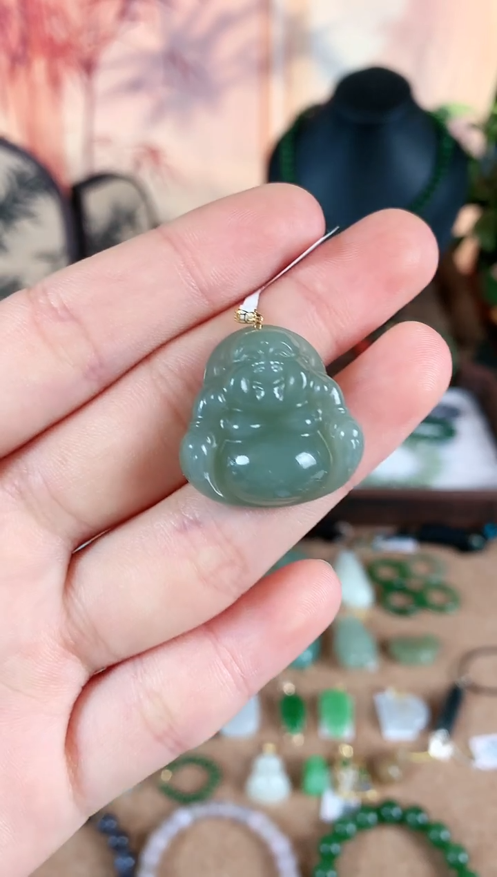 吊坠(不含链)18K金镶嵌和田玉1