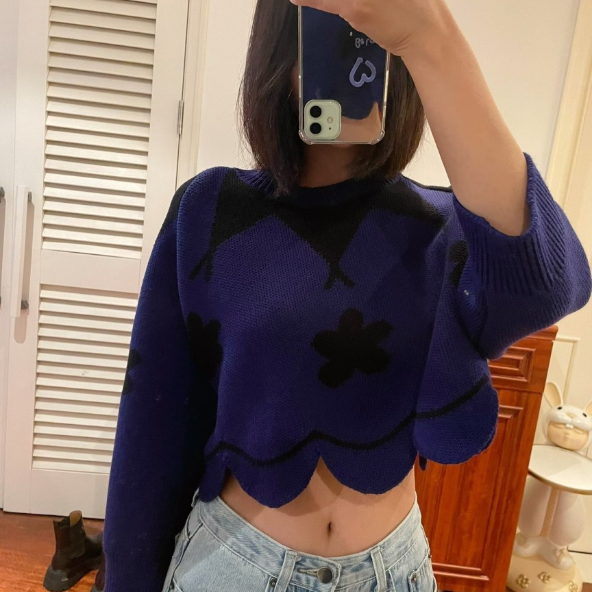 99新 DIOR/迪奥 蓝色短款毛衣 36 14930245