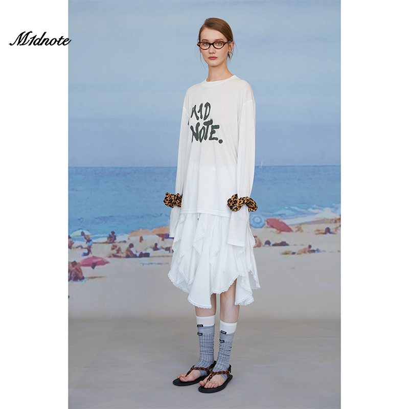 M1DNOTE米诺2025早秋系列喷墨LOGO印花长袖T恤M1DSS2561/70