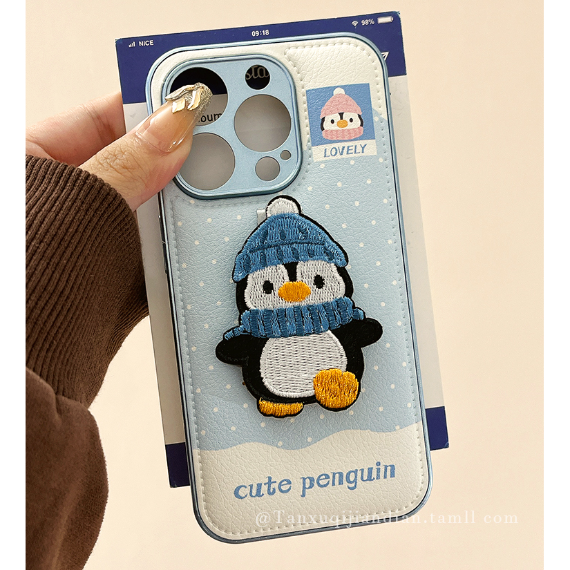 刺绣圣诞腊肠狗支架适用苹果16pro手机壳可爱iPhone15创意14女13