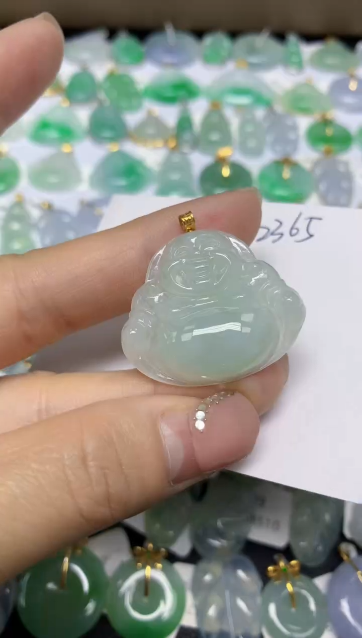 【闪购商品】翡翠挂件18K金镶嵌 天然翡翠A货