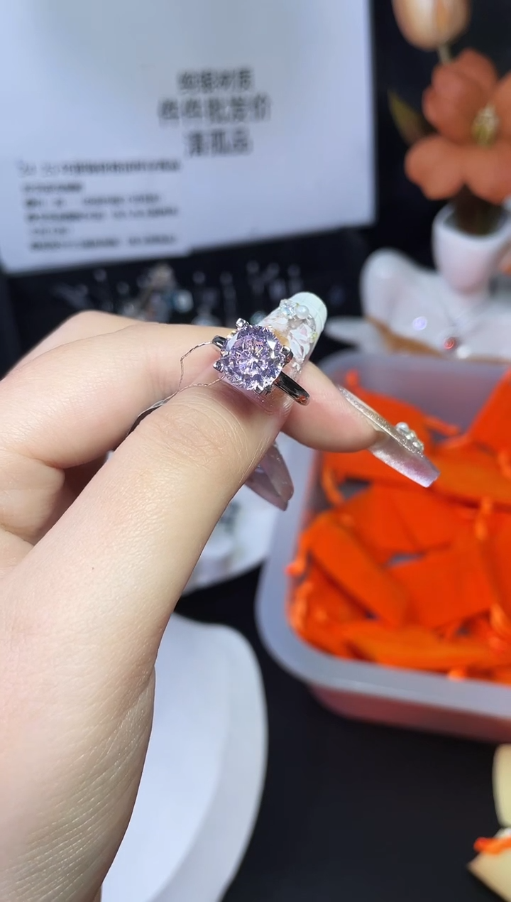 S 925纯银高碳钻饰品清孤品戒指9