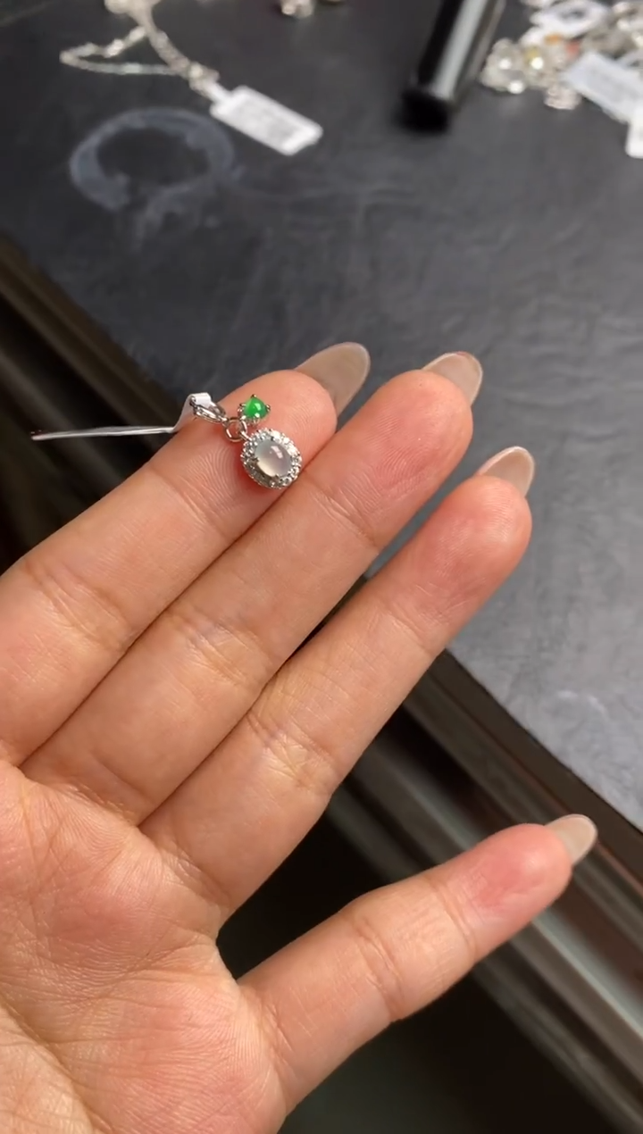 银S925镶嵌戒指翡翠荣?天然A货翡翠