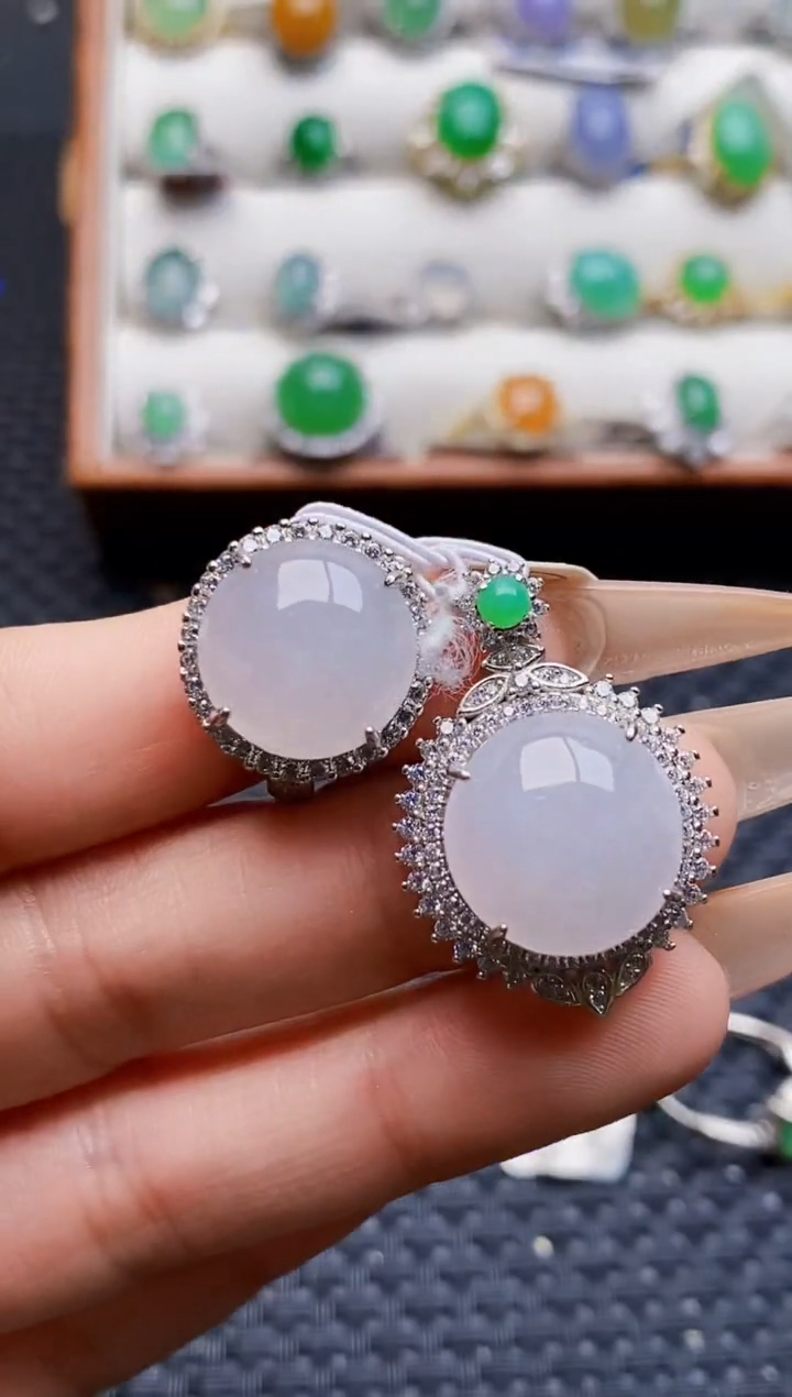 银S925镶嵌戒指翡翠3670