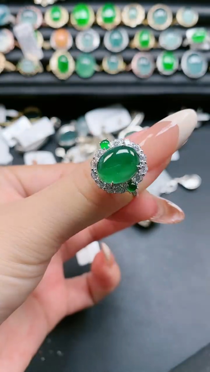 【闪购商品】翡翠戒指银S925镶嵌1111