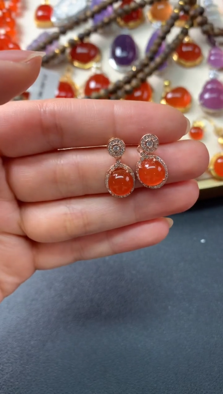 【闪购商品】南红玛瑙耳饰银S925镶嵌Z267|199