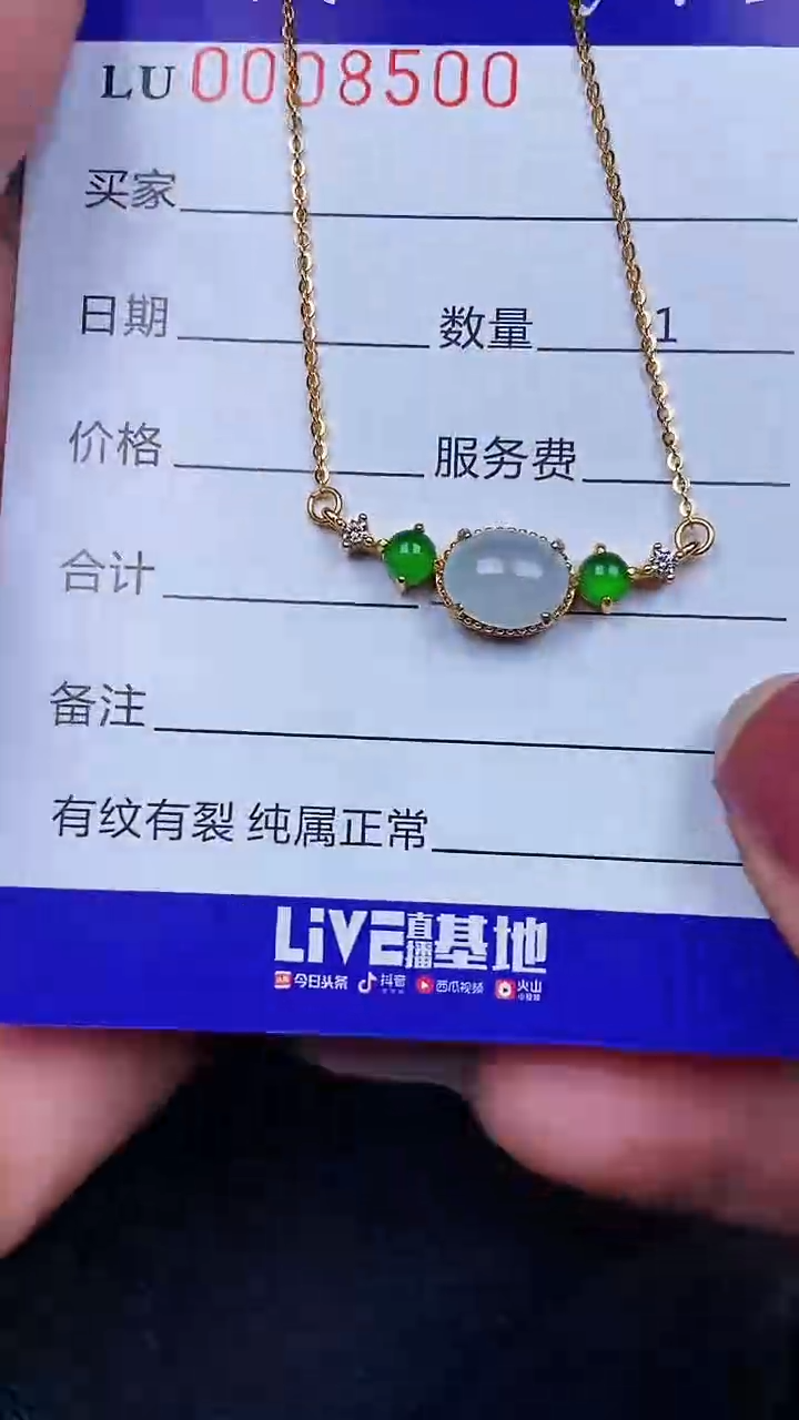 颈饰银S925镶嵌翡翠8500