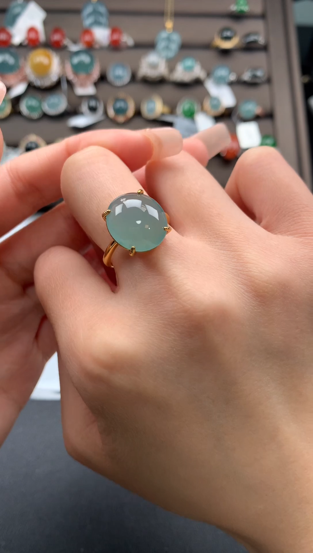 【闪购商品】翡翠戒指银S925镶嵌54334534