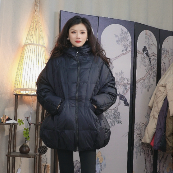 冬季2024连帽冬季爆款大码连帽新款宽松显瘦保暖纯色羽绒服加厚