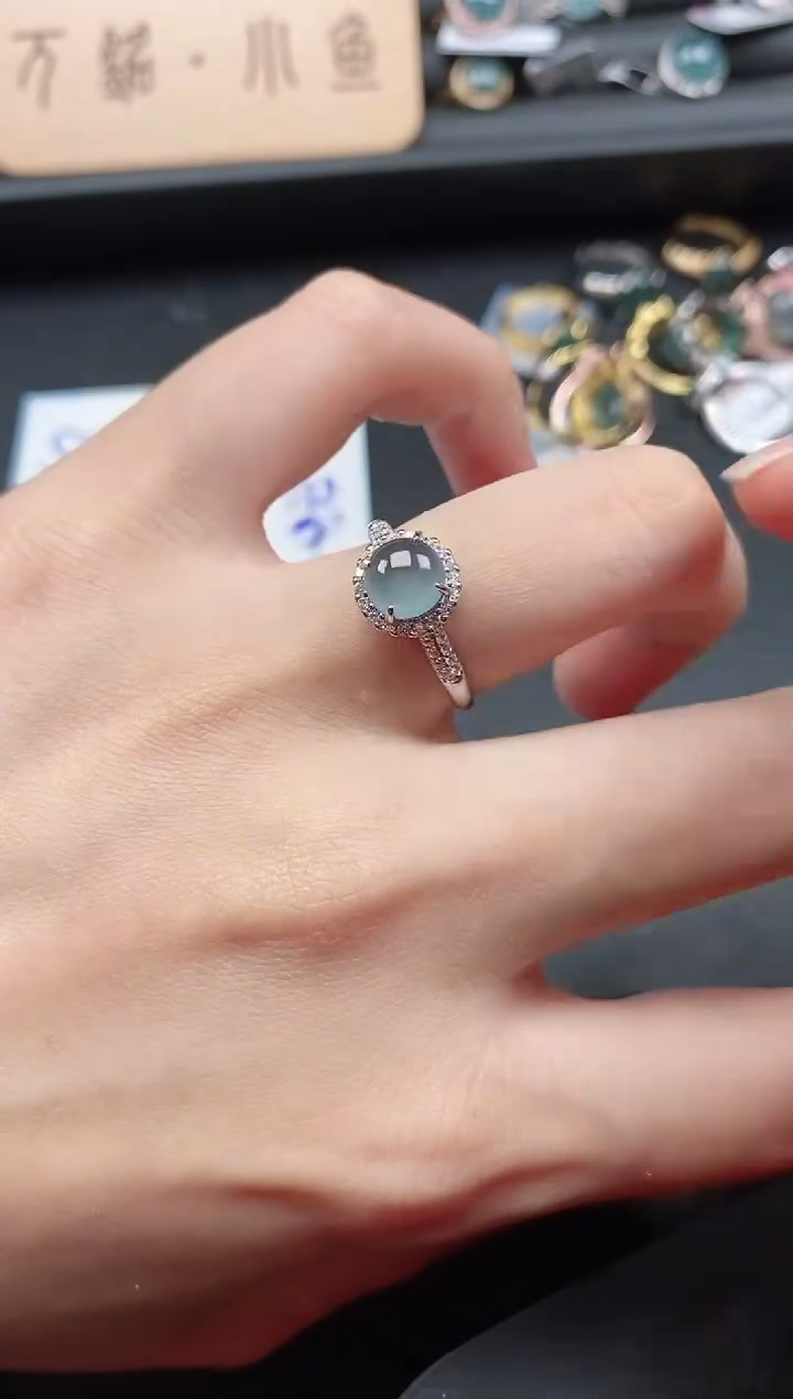 翡翠戒指银S925镶嵌5151-6